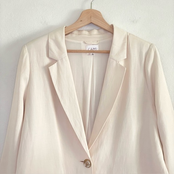 Cami NYC Owen Blazer Silk Linen Notch Lapel Button Front Jacket Ceramic Ivory XL - Picture 6 of 16